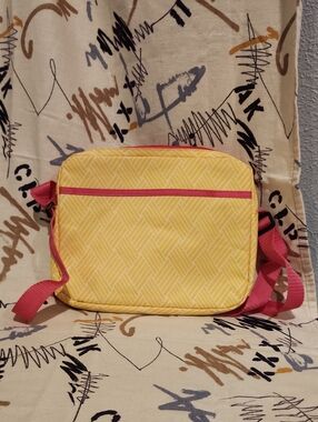 MSC Mainstreer Collextio Yellow Cosmetic Crossbody Bag with Pink Strap